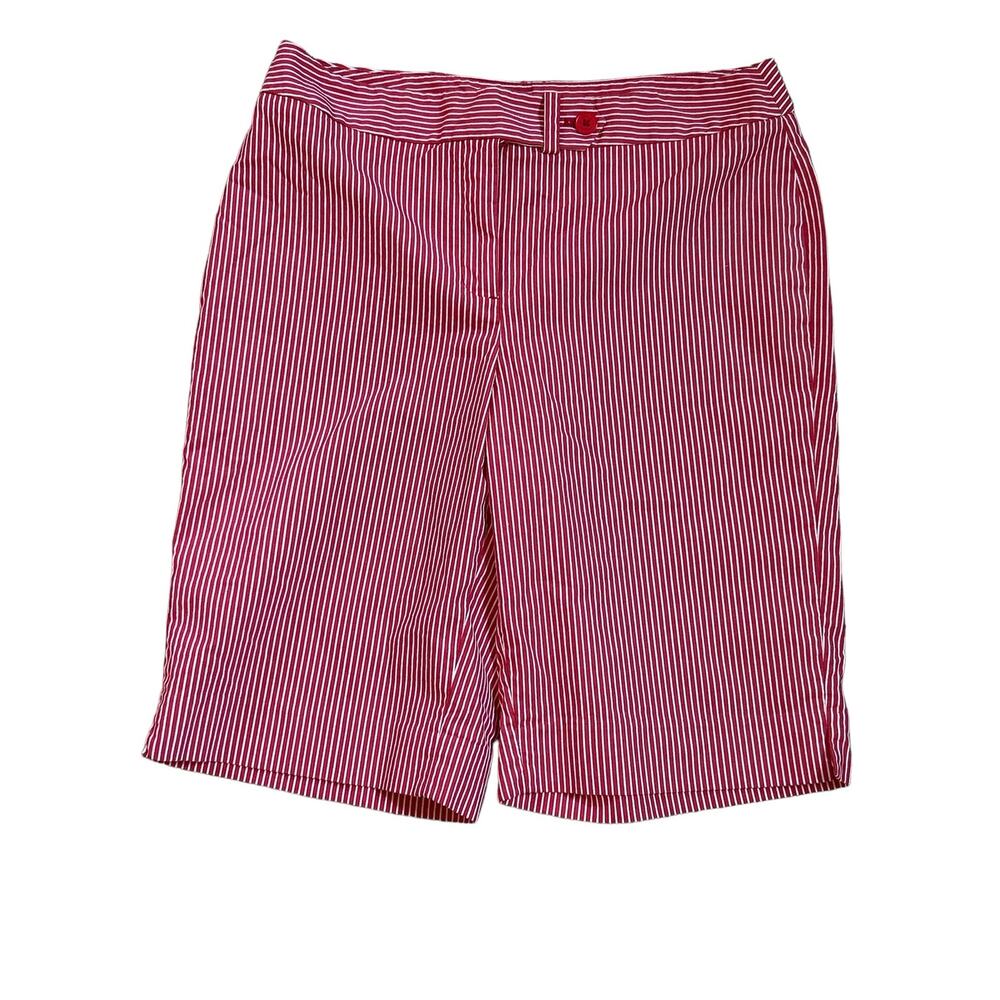 Jones New York Ladies Red & White Striped Bermuda Shorts Size 10